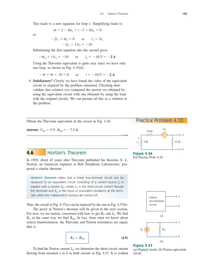 Norton's Theorem Explained | PDF | Electrical Network | Electromagnetism