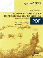 GREISCH, JEAN - La Invención de La Diferencia Ontológica (Heidegger Después de 'Ser y Tiempo') (Por Ganz1912)