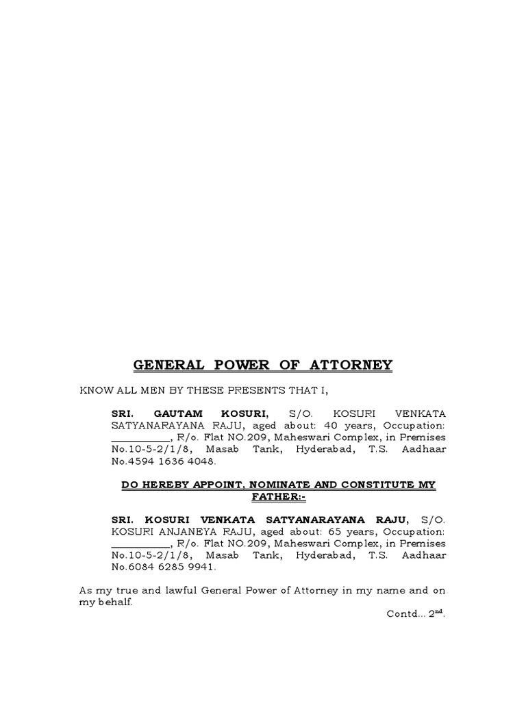 Granting Authority and Responsibility A General Power of Attorney Document PDF Power Of