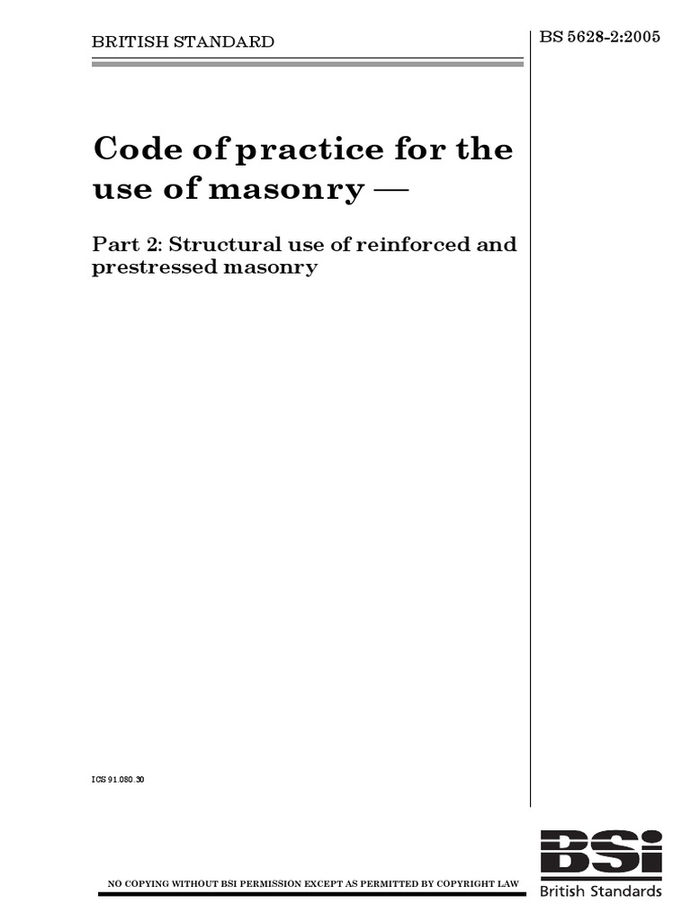 BS 5628 Part 2 Code of Practice For Masonry | PDF | Concrete | Masonry