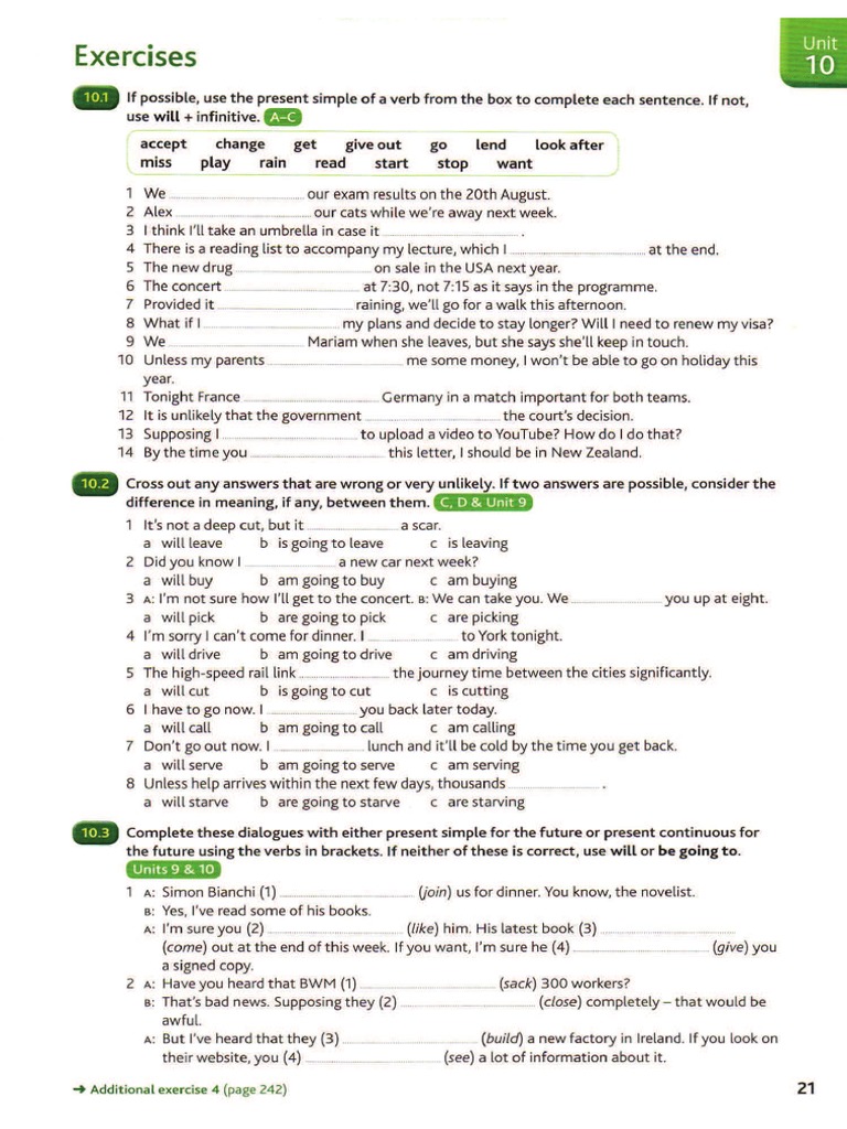 Present Simple and Present Continuous For Future Exercises | PDF