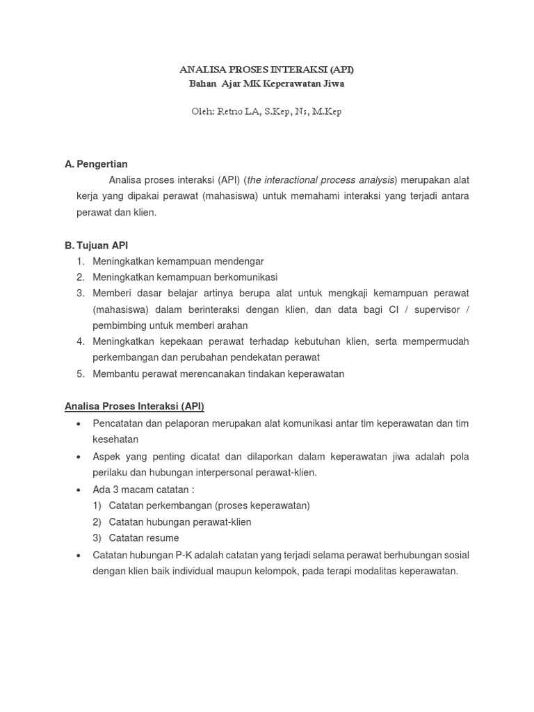 Analisa Proses Interaksi Keperawatan | PDF