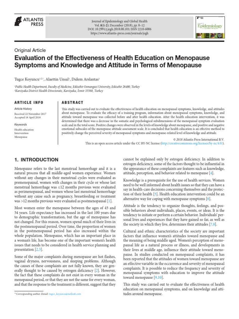 Evaluation of The Effectivenes | PDF | Menopause | Attitude (Psychology)