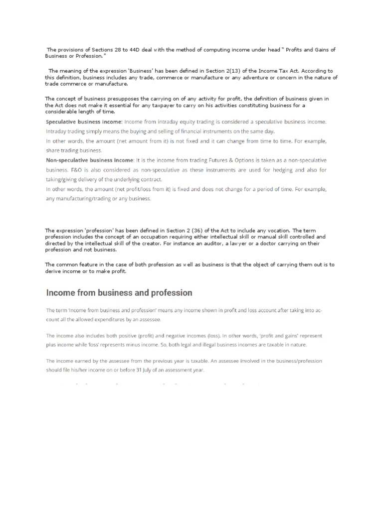 The Provisions of Sections 28 To 44D Deal With The Method of Computing ...