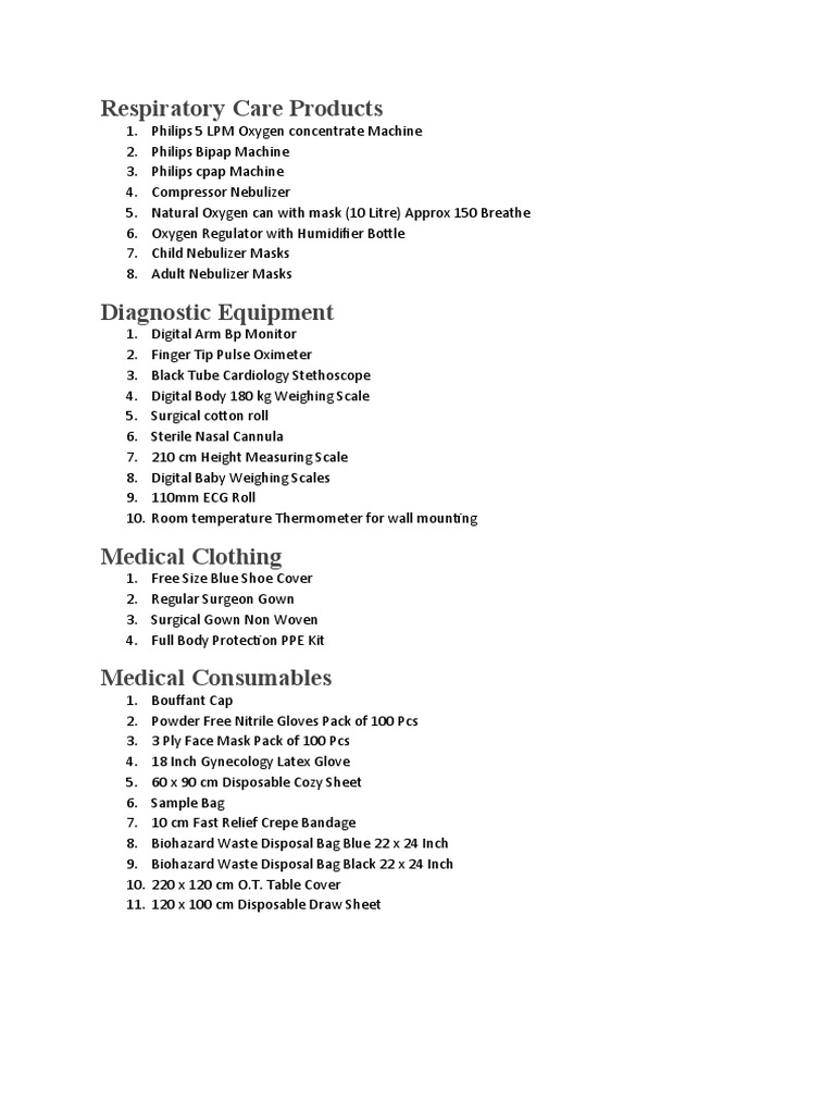 Respiratory Care Products PDF