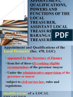 Appointment, Qualifications and Functions of Local Treasurers