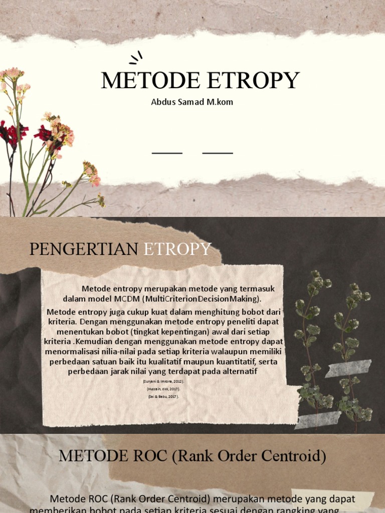 Perbandingan Metode Entropy dan ROC | PDF | Sains & Matematika
