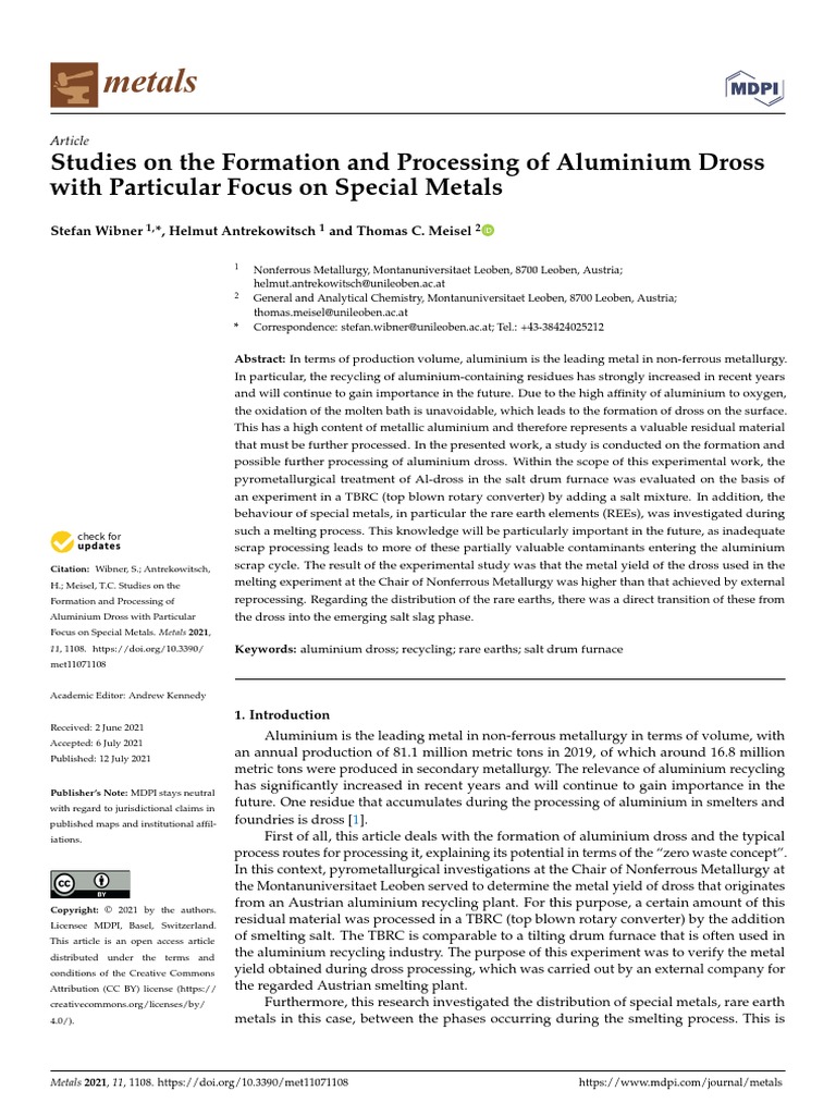 Metals 11 01108 | PDF | Aluminium | Oxide