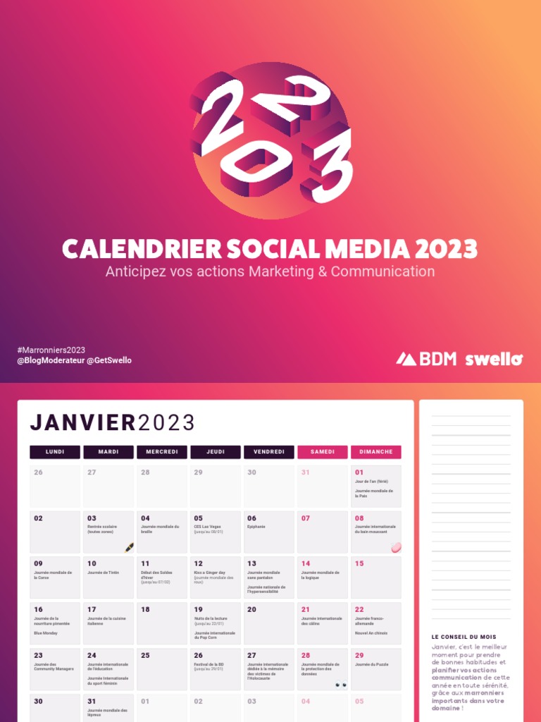 Calendrier Social Media 2023 | PDF