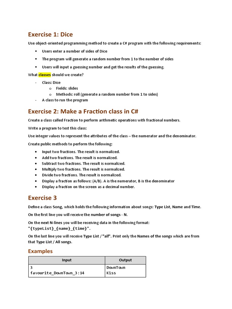 C# Programming Exercises Overview | PDF | Numbers | Mathematics