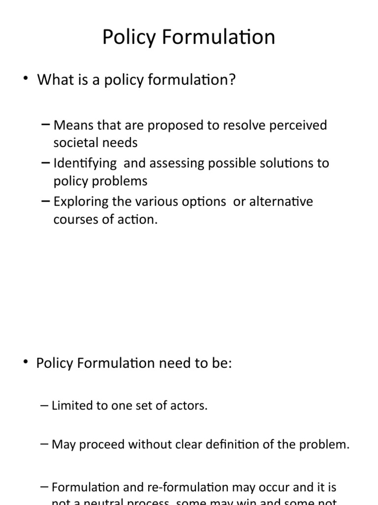 Week 8 Chapter 5 Policy Formulation Ramesh | PDF | Policy | Public Sphere