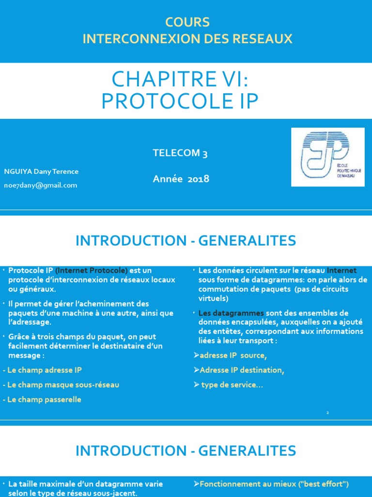 Protocole IP et Datagrammes IPv4 | PDF | Adresse IP | I Pv6