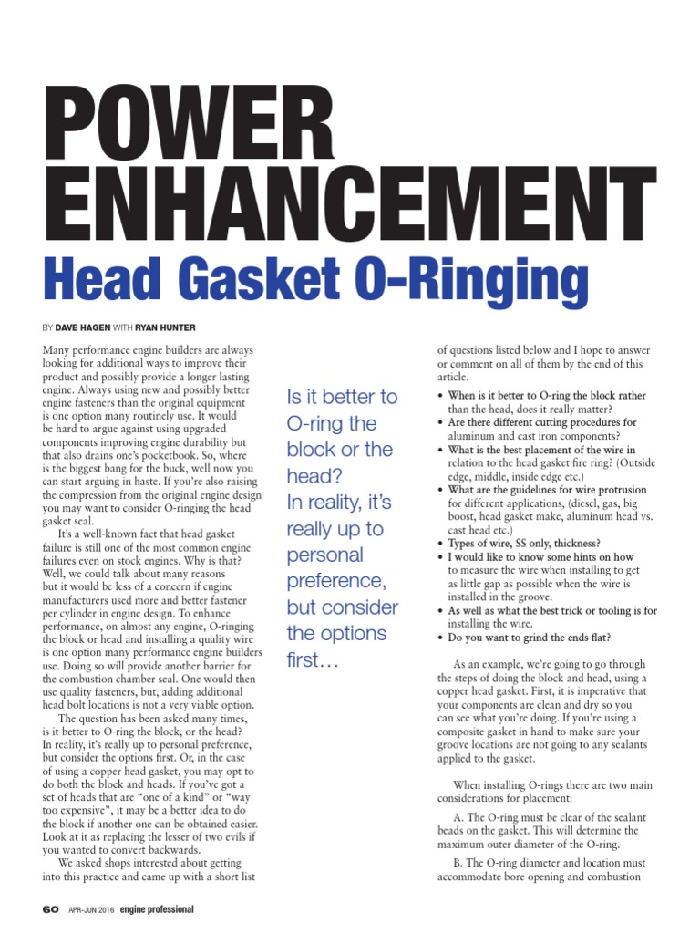 ORinging The Block or Cylinder Head Download Free PDF Mechanical