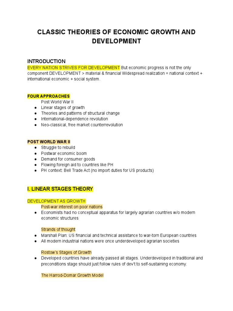 Classic Theories of Economic Growth | PDF | Economic Growth | Labour ...