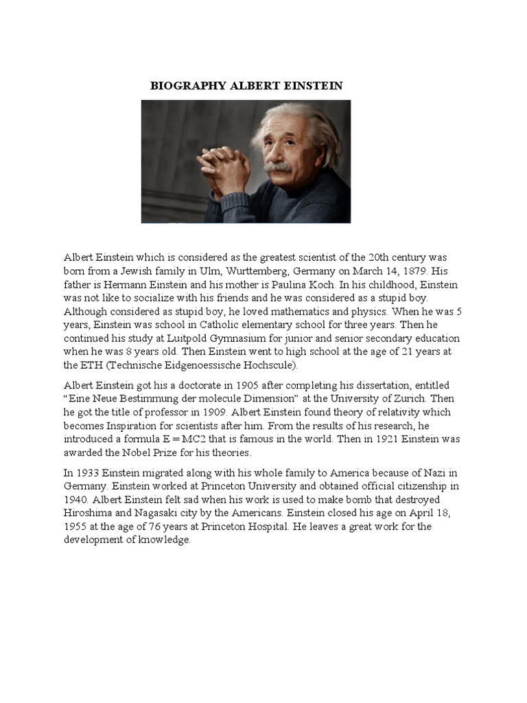 Albert Einstein A Brief Biography Pdf Elizabeth Ii Monarchy Of