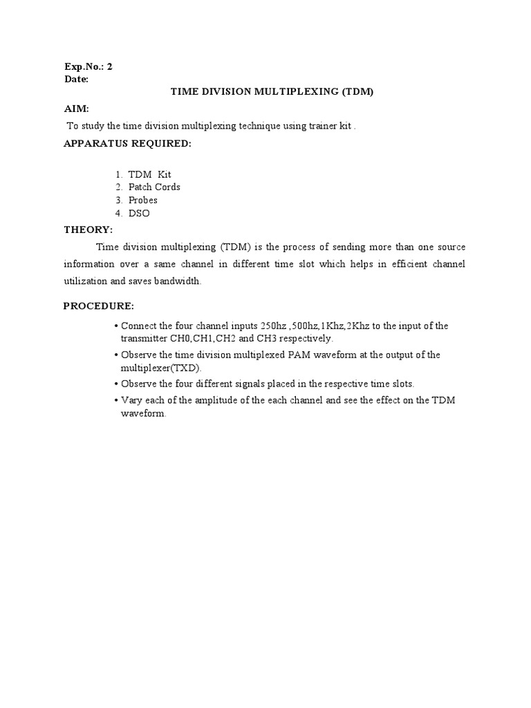 Time division multiplexing pdf