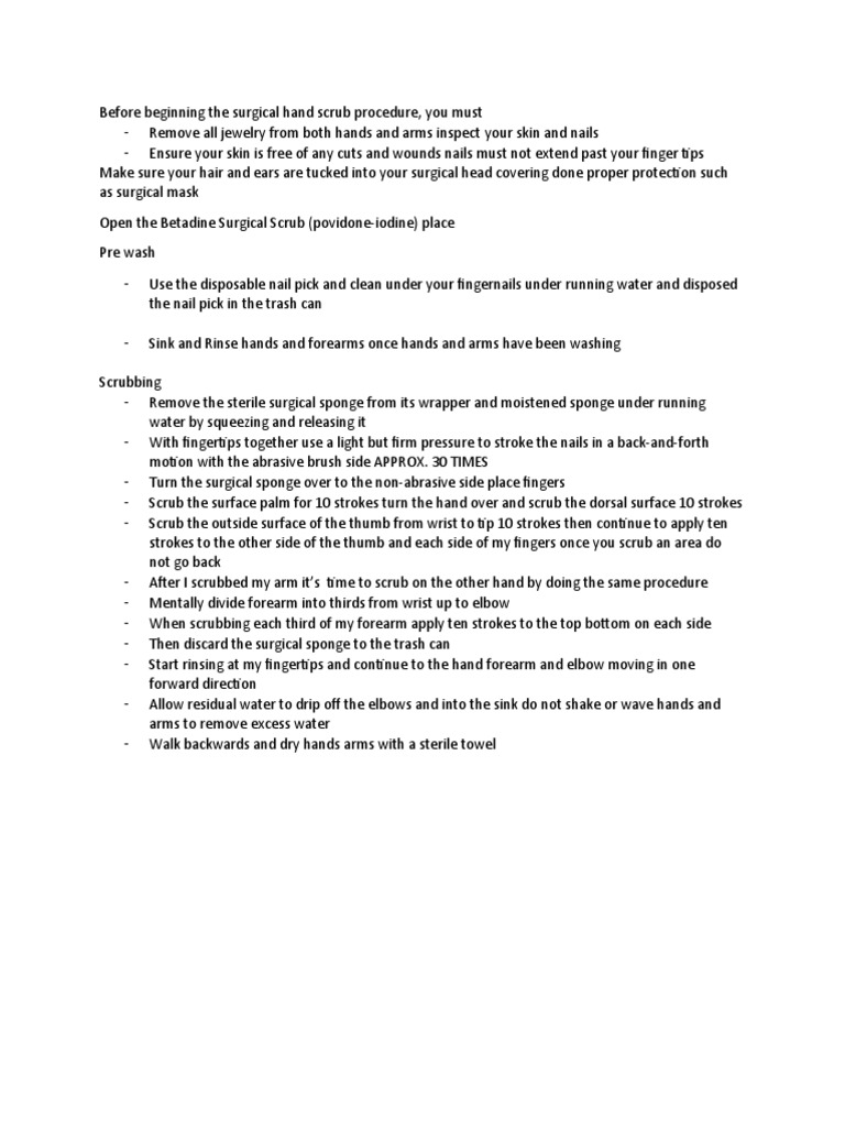 hand scrub procedure PDF