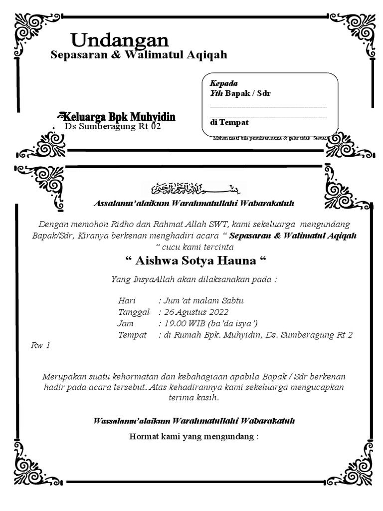Undangan Tasyakuran | PDF