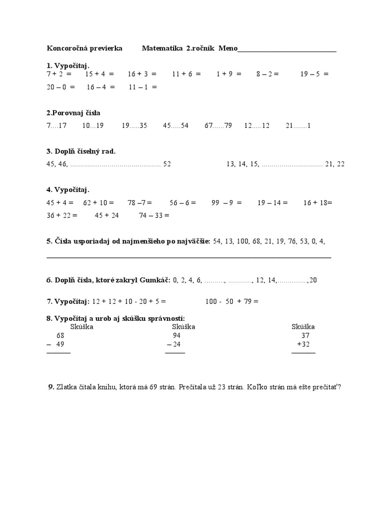 Mat Test 2 Roc48dnc3adk Ivana Koc5beejovc3a1 1 | PDF