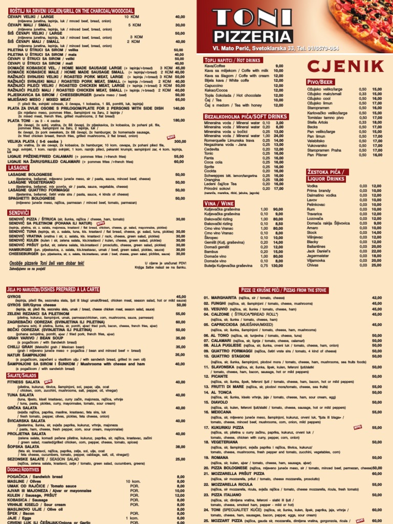 JELOVNIK PDF Sausage Pizza