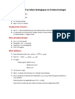 Bilan + QE Endocrino