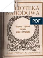 Kulczycka-Saloni J. - Programy I Dyskusje Literackie Okresu Pozytywizmu