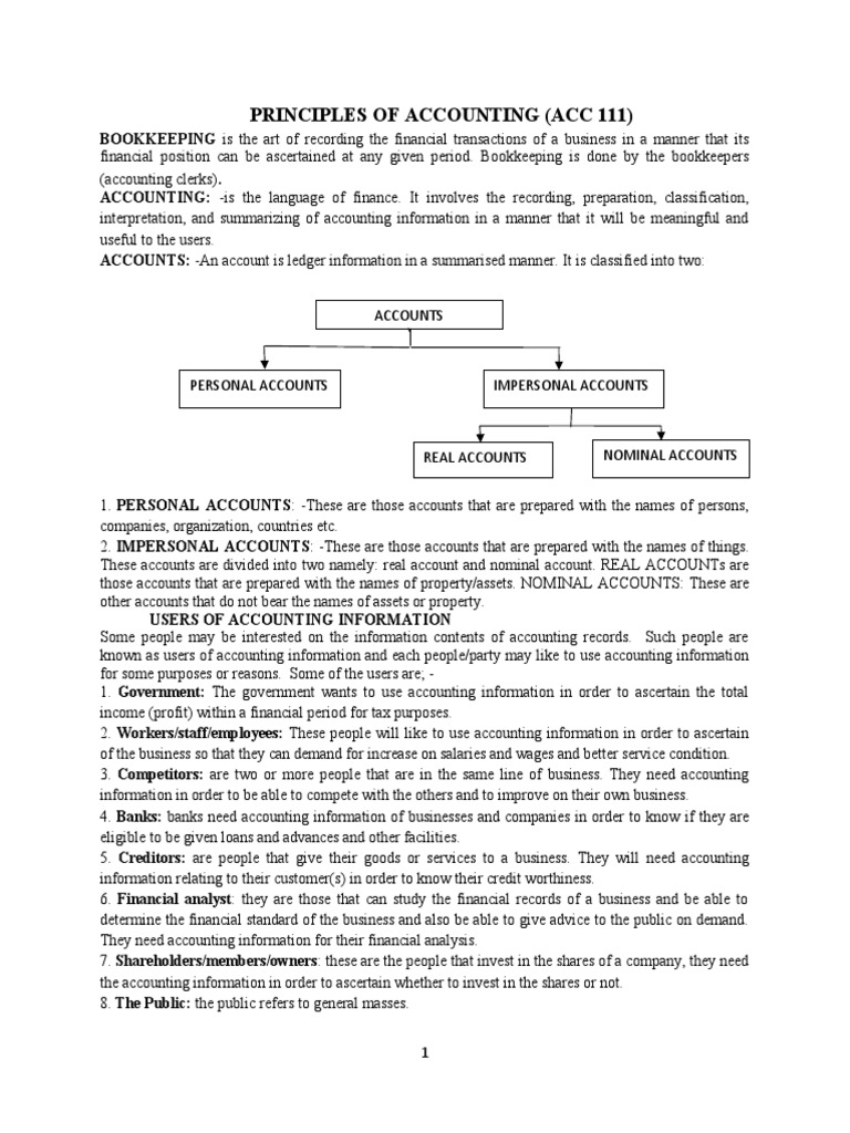 Accounting 111 | Download Free PDF | Debits And Credits | Bookkeeping