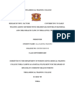 Research Topic Factors Contributing To Early Weaning Among Mothers With Children 0-6 Months in Maternal and Child Health Clinic in Thika Level 5 Hospital Lila