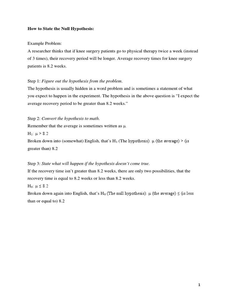 How To State The Null Hypothesis | PDF