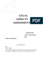 Legal Aspects Assessment: Submitted By: Name: Sahil Pahuja Roll Number:220mba017