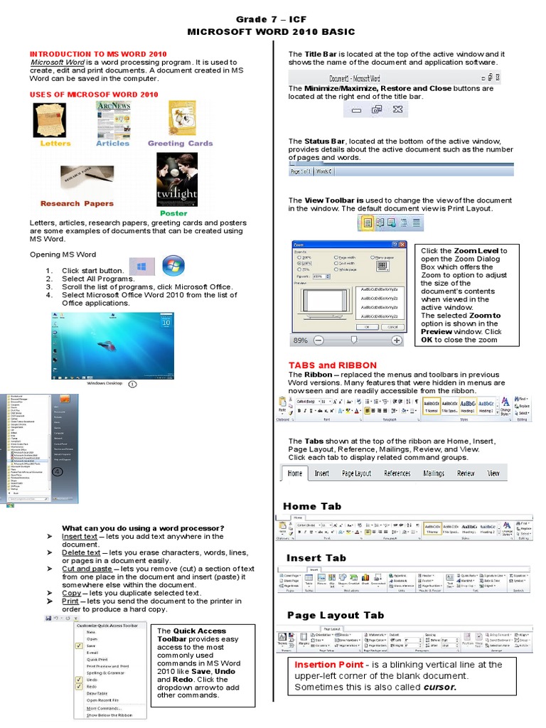 MS Word 2010 Basics and Features Guide | PDF | Window (Computing ...