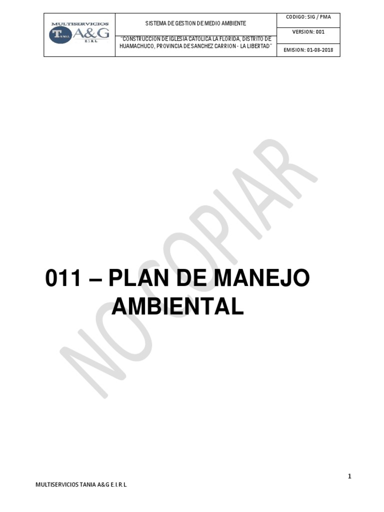 010 Plan de Manejo Ambiental | PDF | Residuos | Entorno natural