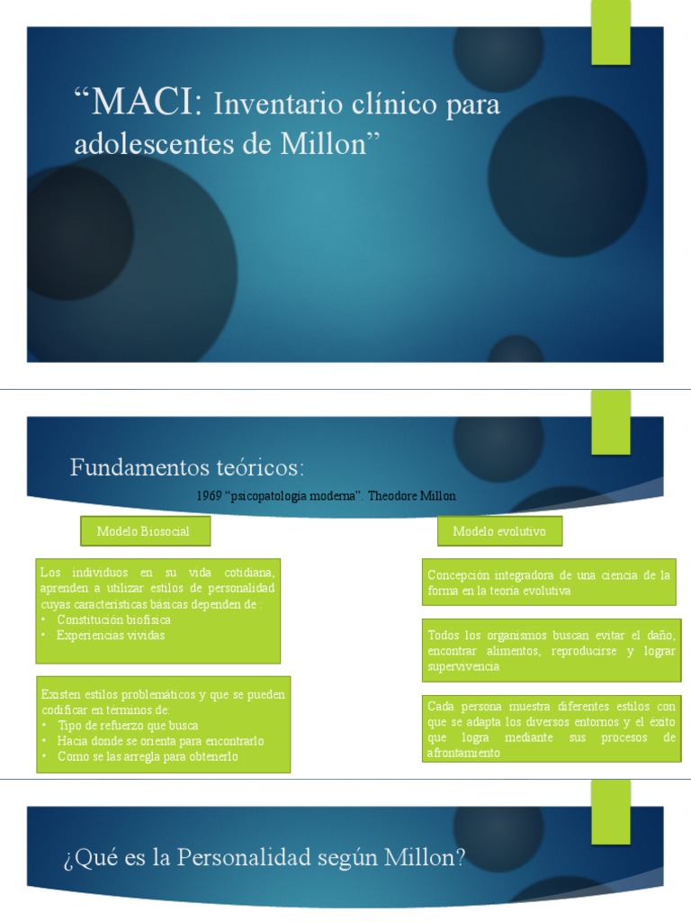 MACI: Inventario Clínico para Adolescentes | PDF | Evolución | Vida