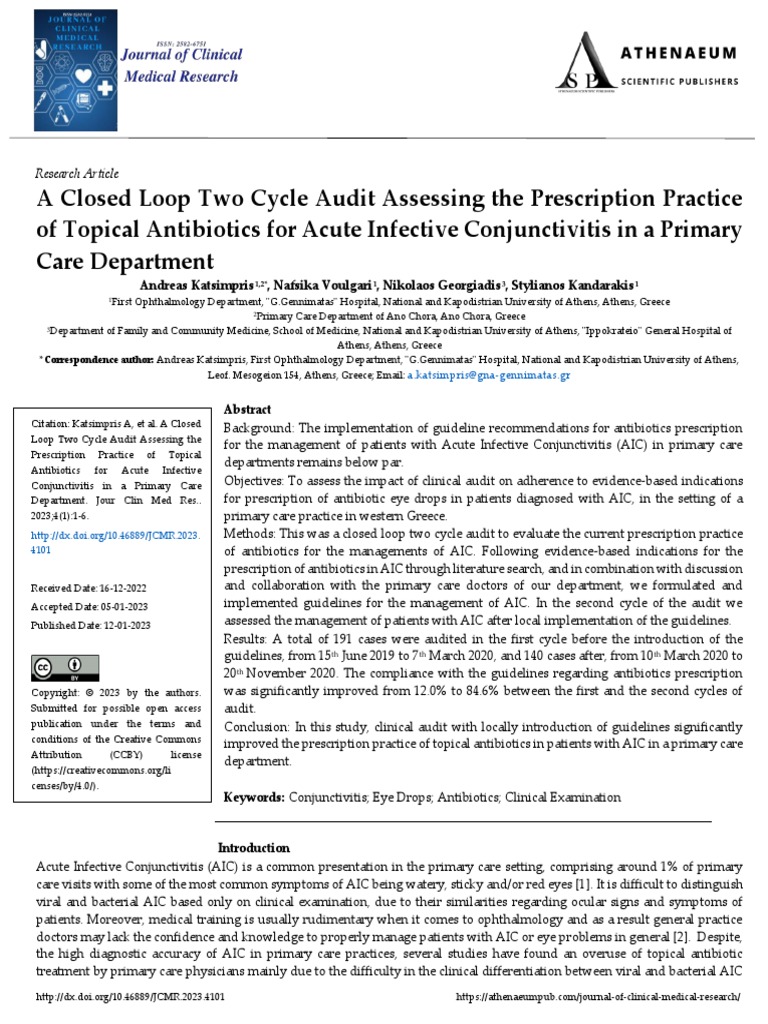A Closed Loop Two Cycle Audit Assessing The Prescription Practice of