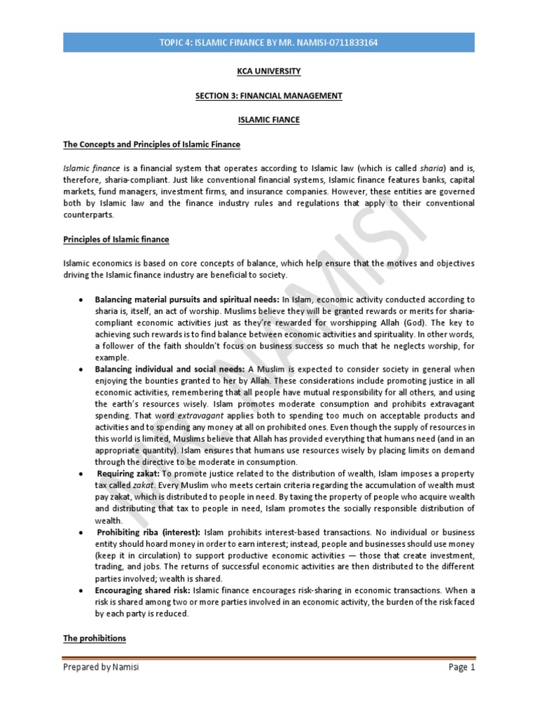 Islamic Finance Notes Pdf Islamic Banking And Finance Interest