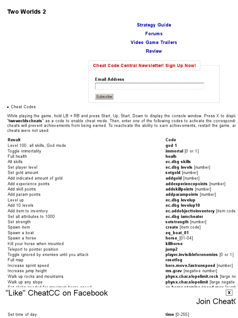 Two Worlds 2 Cheats, Codes, Cheat Codes, Walkthroughs Unlockables for
