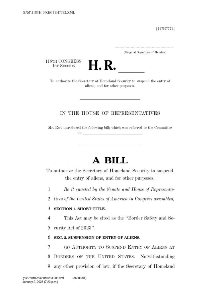 Border Safety and Security Act PDF Legal Documents Justice