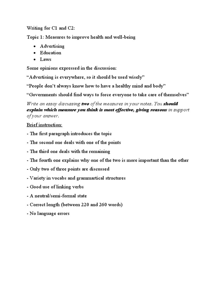 Writing For C1 and C2 | PDF | Schools | Test (Assessment)