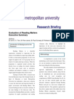 Evaluation of Reading Matters Executive Summary - Leeds Metropolitan University