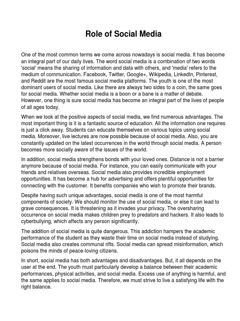 Role Of Social Media Pdf Social Media Popular Culture Media Studies