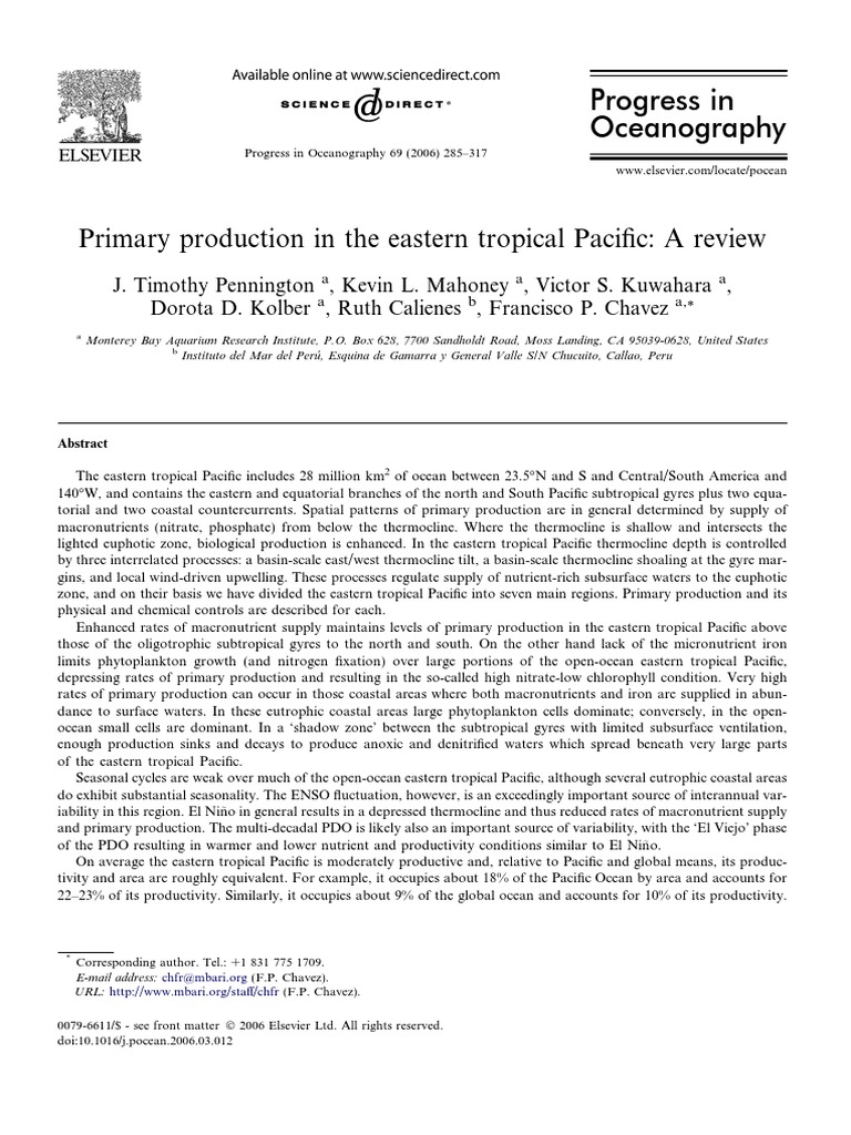 Pennington Et Al. 2006. Primary Production PDF Phytoplankton