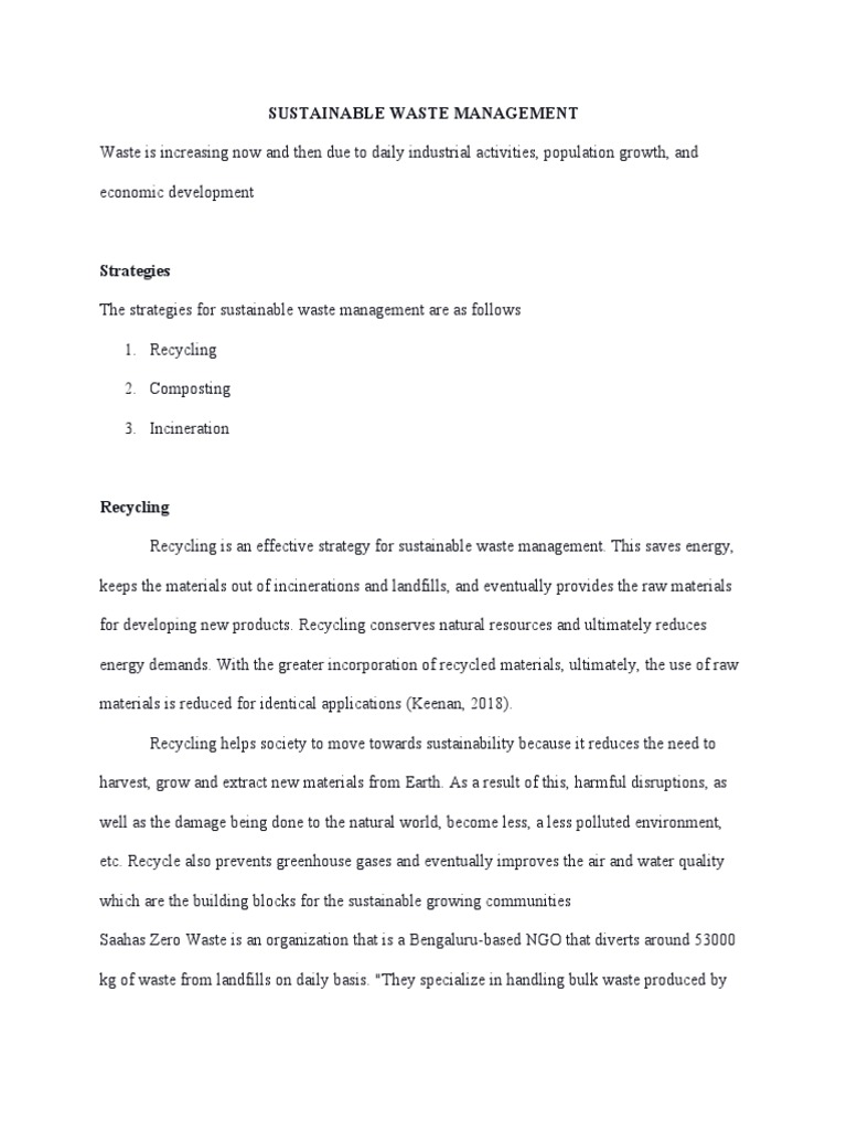 Sustainable Waste Management | PDF | Waste Management | Recycling