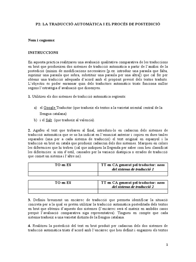 Pràctica 2La traducció automàtica PDF