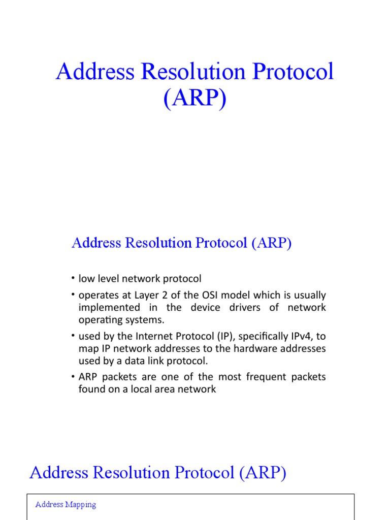 ARP: Mapping IP to MAC Addresses | PDF | Internet Protocols | Computer ...