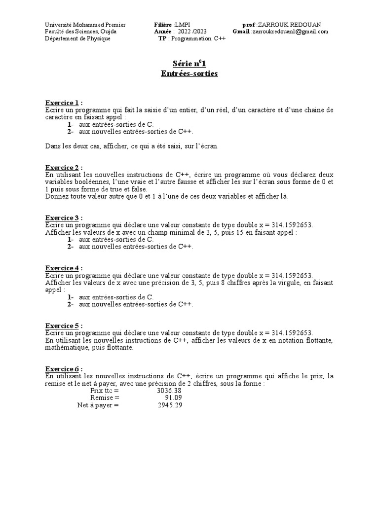 Exercices de Programmation C++ et C | PDF | Génie logiciel | Informatique