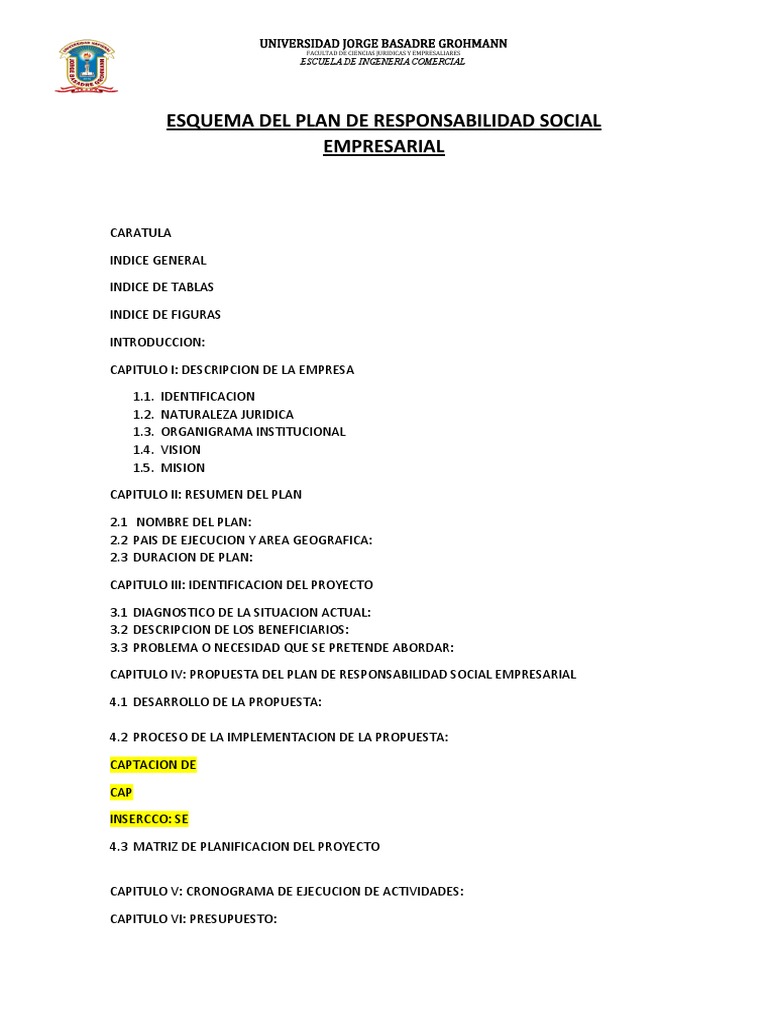 Esquema Del Plan de Responsabilidad Social Empresarial | PDF
