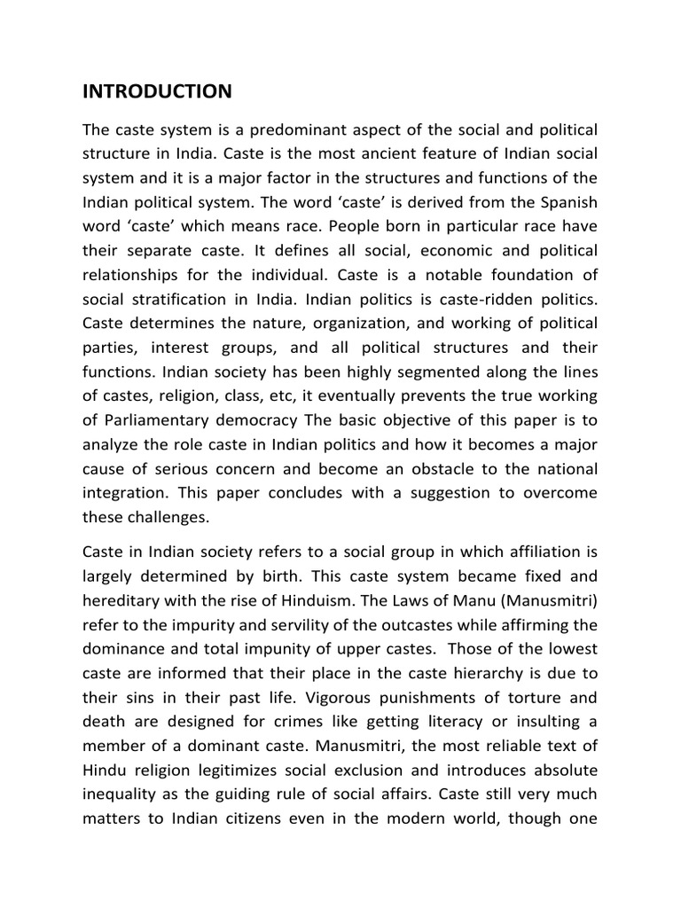 Caste's Influence in Indian Politics | PDF | Caste
