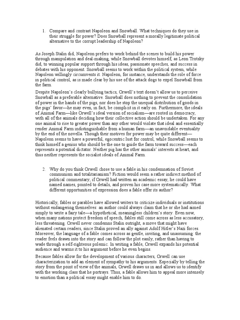Animal Farm 3 Sample Essay | Political Theories | Politics
