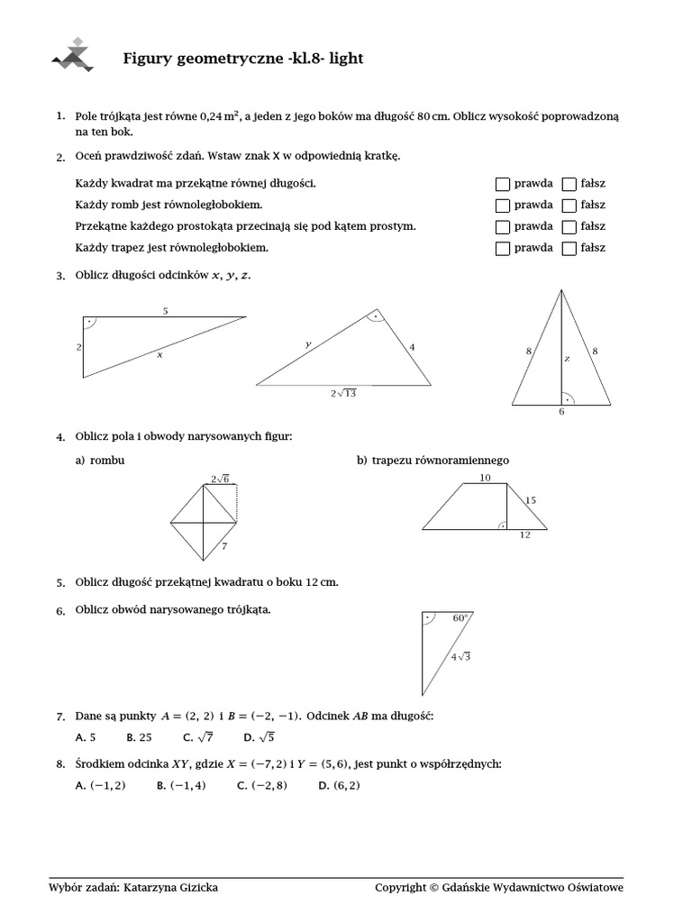 Figury Geometryczne Klasa 4 Pdf Figury Geometryczne Na Płaszczyźnie Light | PDF