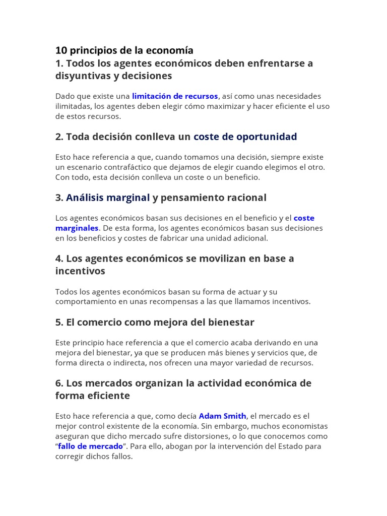 10 Principios Fundamentales de Economía | PDF | Inflación | Mercado ...